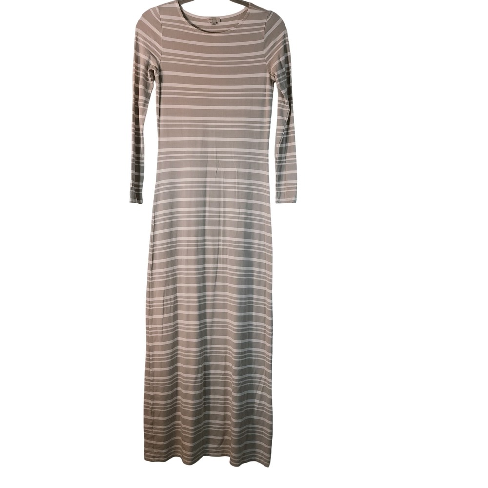 Cremieux Womens XS Striped Long Sleeve Crew Neck Maxi Dress
